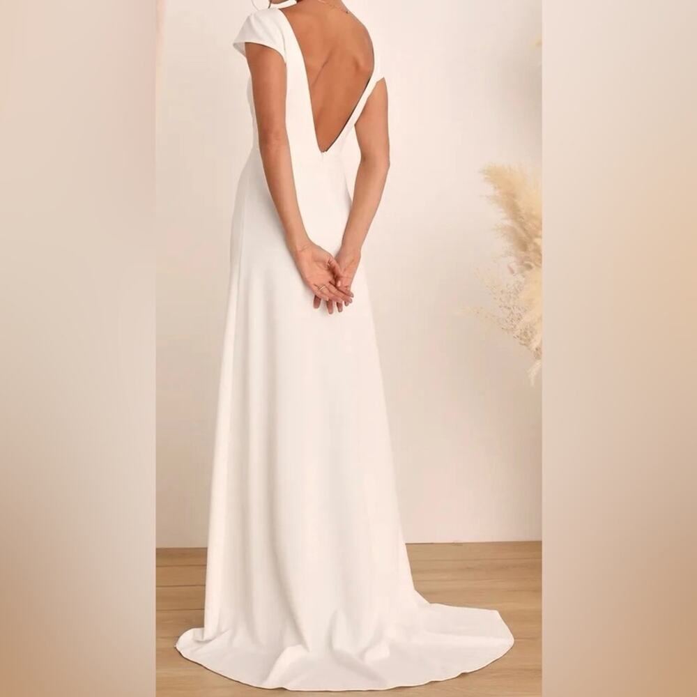 Lulus Melora White Sleeveless Wedding Open Back Bridal Dress Sz XL #0518